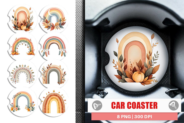 Car Coaster Earthy Boho Fall Sublimation artnoy 