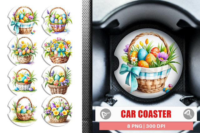 Car Coaster Easter Basket Sublimation artnoy 