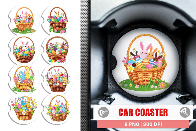 Car Coaster Easter Basket Sublimation artnoy 