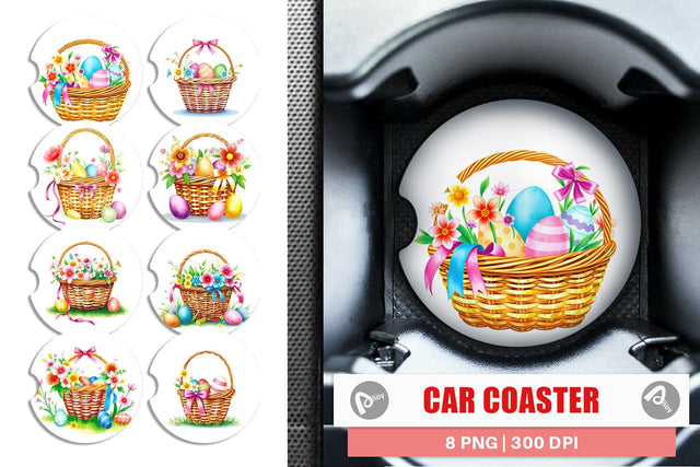 Car Coaster Easter Basket Sublimation artnoy 