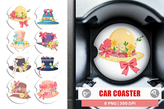 Car Coaster Easter Bonnet Sublimation artnoy 