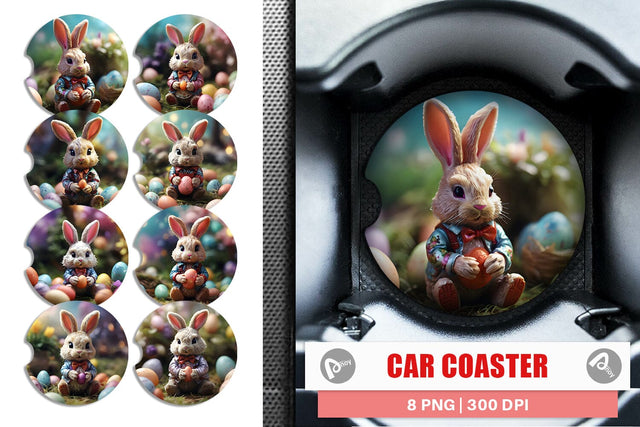 Car Coaster Easter Bunny Sublimation artnoy 