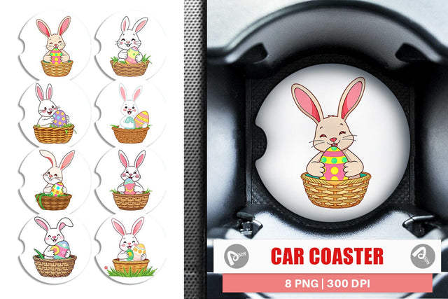 Car Coaster Easter Bunny Sublimation artnoy 