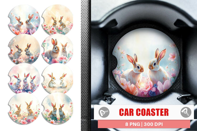 Car Coaster Easter Bunny Sublimation artnoy 