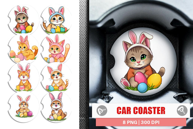 Car Coaster Easter Cat Sublimation artnoy 