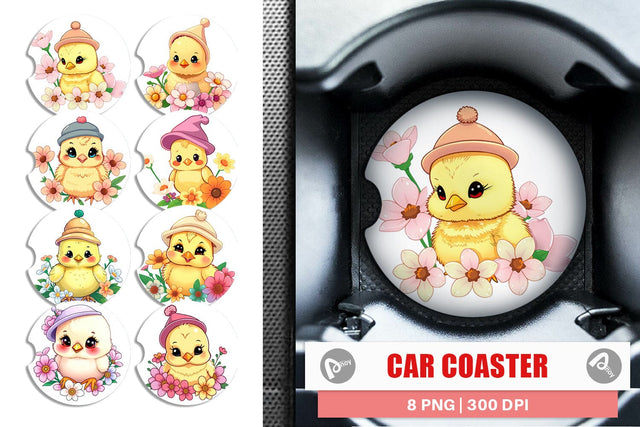 Car Coaster Easter Chick Sublimation artnoy 