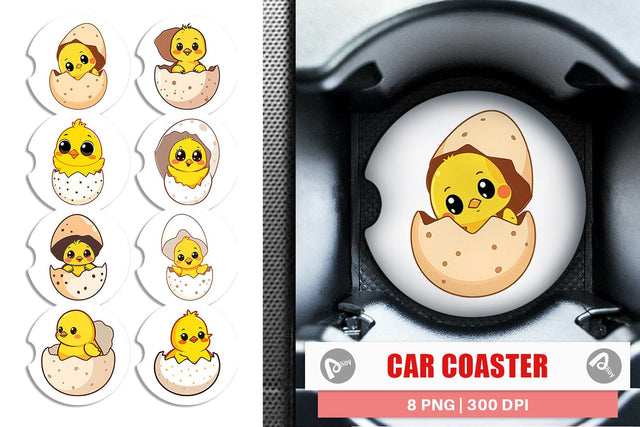 Car Coaster Easter Chick Sublimation artnoy 