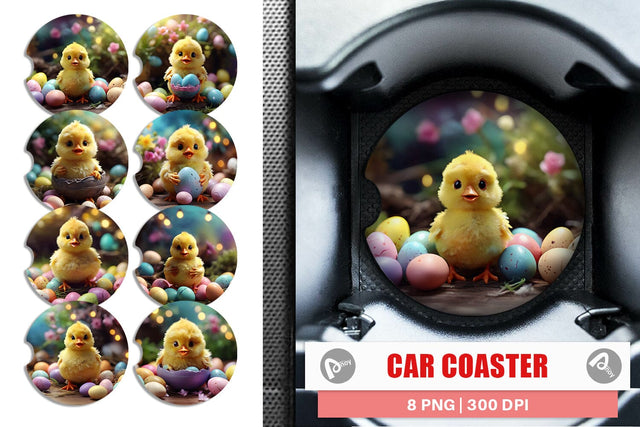 Car Coaster Easter Chick Sublimation artnoy 