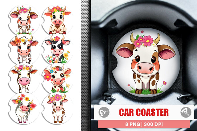 Car Coaster Easter Cow Sublimation artnoy 
