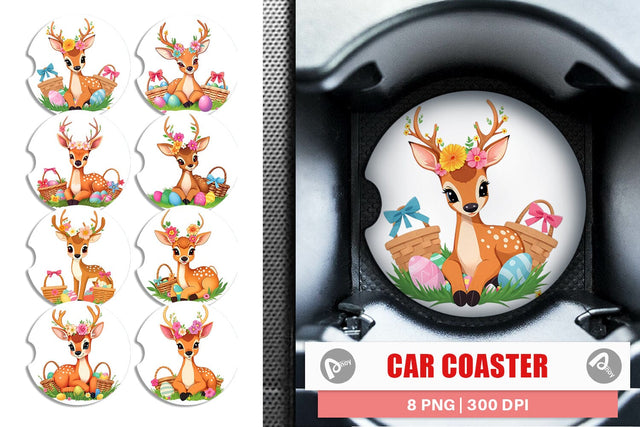 Car Coaster Easter Deer Sublimation artnoy 