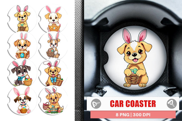 Car Coaster Easter Dog Sublimation artnoy 