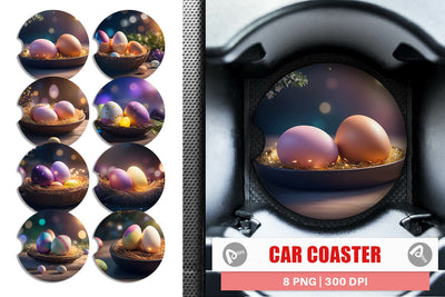 Car Coaster Easter Egg Bokeh Sublimation artnoy 