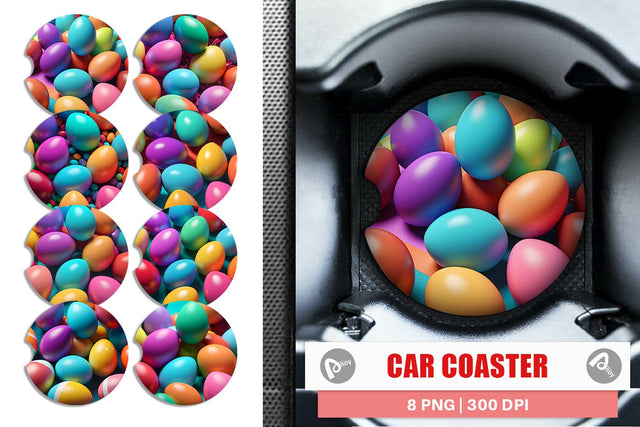 Car Coaster Easter Eggs Colorful Sublimation artnoy 