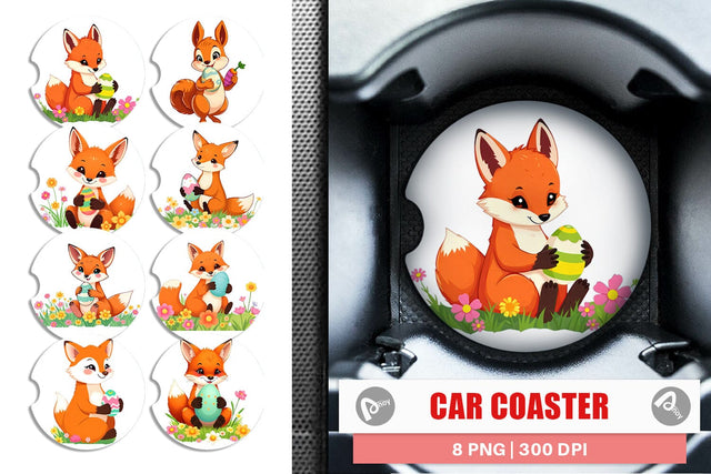 Car Coaster Easter Fox Sublimation artnoy 