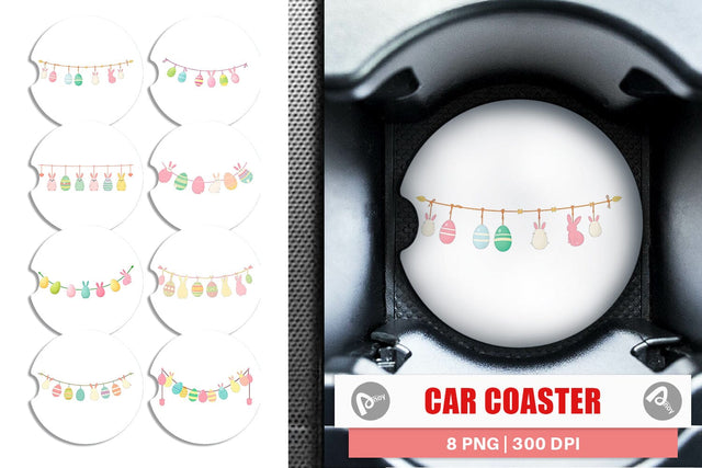 Car Coaster Easter Garland Sublimation artnoy 