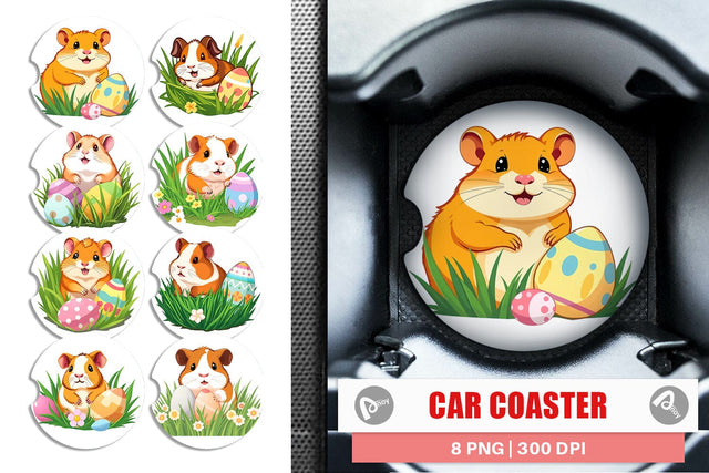 Car Coaster Easter Hamster Sublimation artnoy 