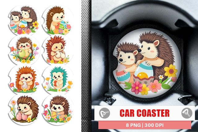Car Coaster Easter Hedgehog Sublimation artnoy 
