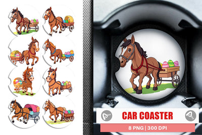 Car Coaster Easter Horse Sublimation artnoy 
