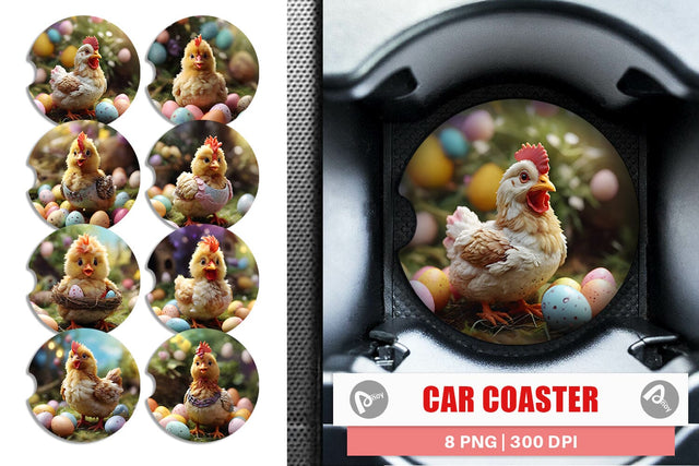 Car Coaster Easter Mother Chicken Sublimation artnoy 
