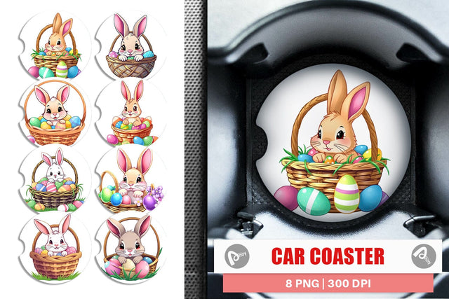 Car Coaster Easter Rabbit Sublimation artnoy 