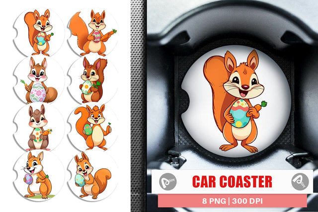 Car Coaster Easter Squirrel Sublimation artnoy 