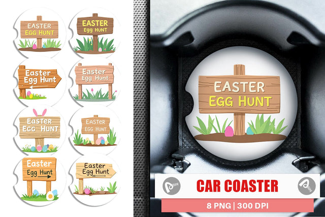 Car Coaster Egg Hunt Sign Sublimation artnoy 