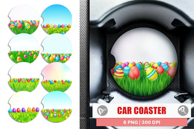 Car Coaster Eggs on Grass Sublimation artnoy 