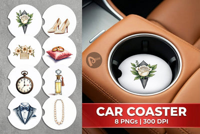 Car Coaster Elegant Bridal Accessories and Keepsakes Sublimation artnoy 