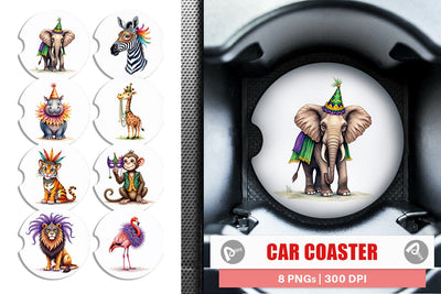 Car Coaster Enchanted Forest Masquerade Animal Sublimation artnoy 