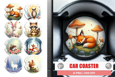 Car Coaster Ethereal Forest Creatures Sublimation artnoy 