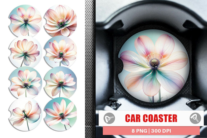 Car Coaster Ethereal Pastel Flower Sublimation artnoy 