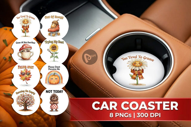 Car Coaster Exhausted Autumn Groovy Sublimation artnoy 