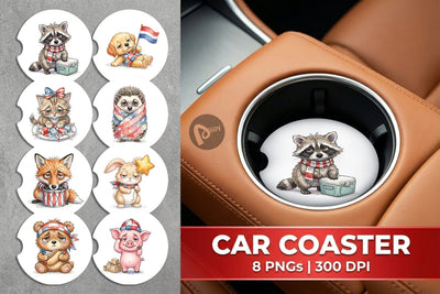 Car Coaster Exhausted BBQ Animal Burnout Vibes Sublimation artnoy 