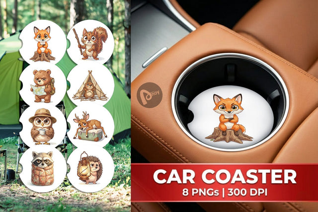 Car Coaster Exhausted Hiker Animal Watercolor SVG artnoy 