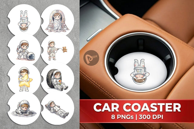Car Coaster Exhausted Kid Astronaut Space Burnout Sublimation artnoy 