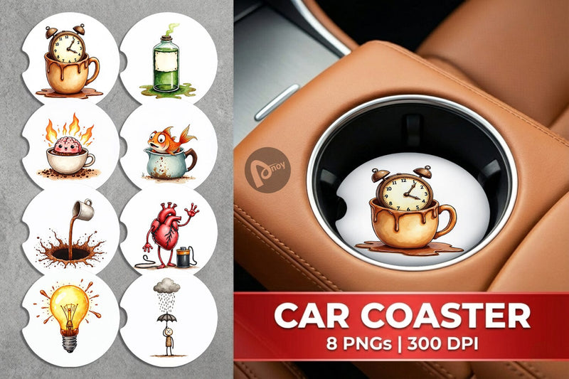 Car Coaster Existential Espresso Abstract Tooncore Sublimation artnoy 