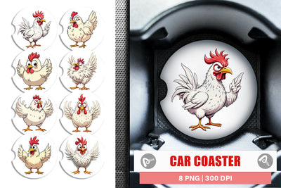 Car Coaster Expressive Chicken Sublimation artnoy 