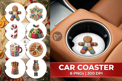 Car Coaster Fabric Christmas Treat Patchwork Sublimation artnoy 