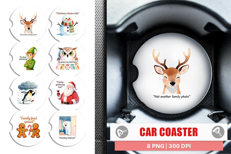 Car Coaster Family Drama Christmas Sublimation artnoy 