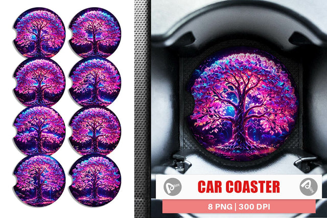 Car Coaster Fantastic Pink Tree Life Sublimation artnoy 