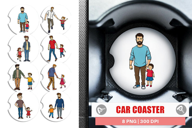 Car Coaster Father and Child Sublimation artnoy 
