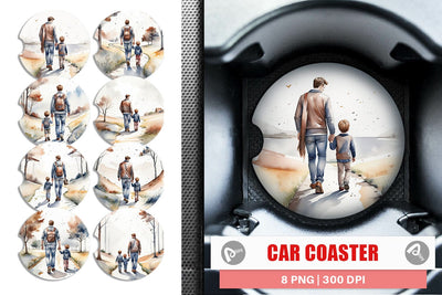 Car Coaster Father Day Watercolor Sublimation artnoy 