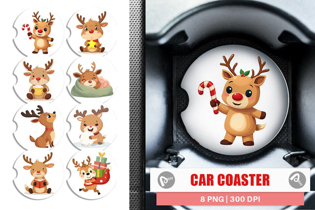 Car Coaster Festive Baby Rudolf Sublimation artnoy 