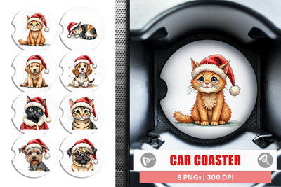 Car Coaster Festive Furry Friends Sublimation artnoy 