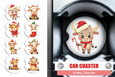 Car Coaster Festive Highland Calf Sublimation artnoy 