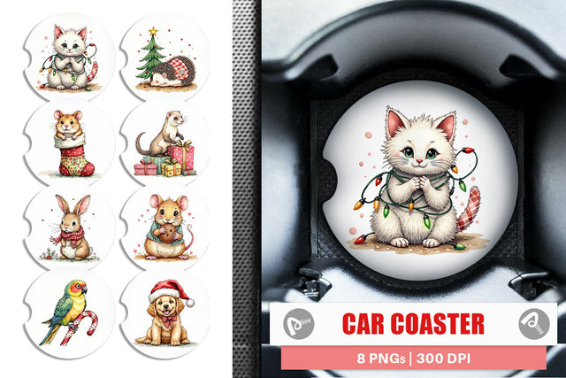 Car Coaster Festive Patchwork Pets Sublimation artnoy 