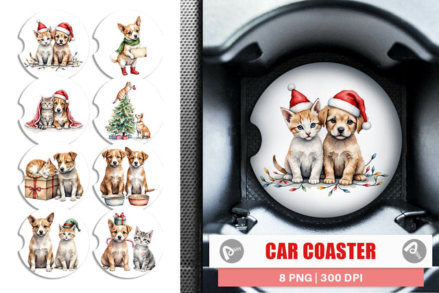 Car Coaster Festive Pets Sublimation artnoy 