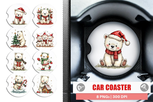 Car Coaster Festive Polar Wonders Sublimation artnoy 