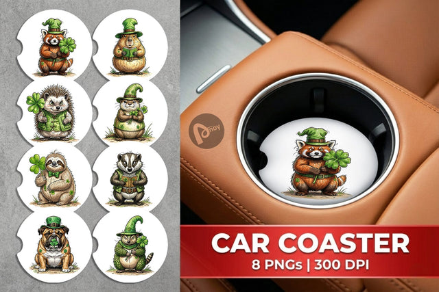 Car Coaster Festive St Paddys Fauna Sublimation artnoy 