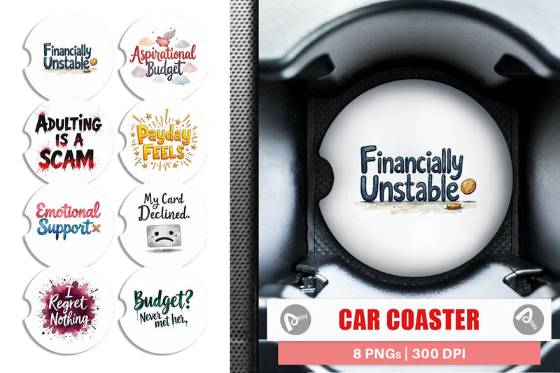 Car Coaster Financially Questionable Humor Sublimation artnoy 